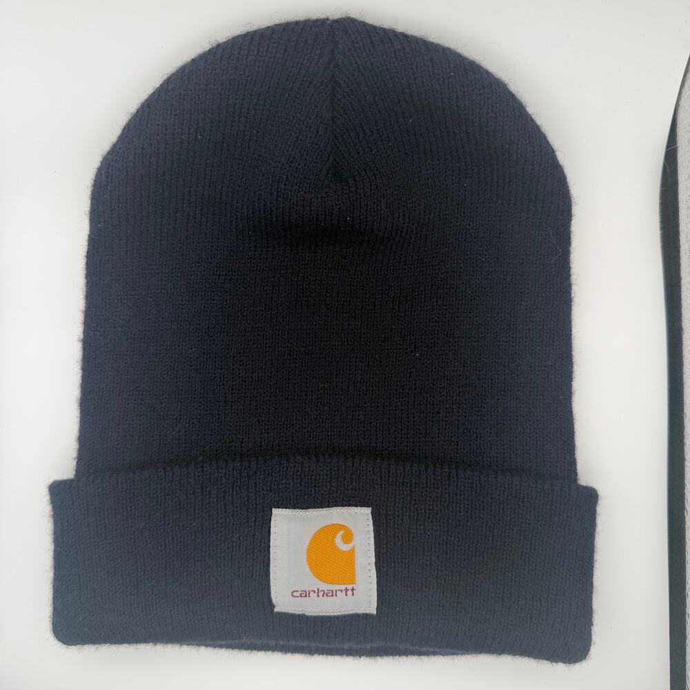 Carhartt A18-NVY Navy Blue Knit Cuffed Beanie Made in Canada One Size